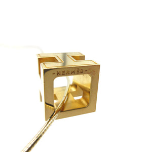 美品 エルメス カージュドアッシュ Hキューブネックレス メタル ゴールド/アイボリー 0806【中古】HERMES