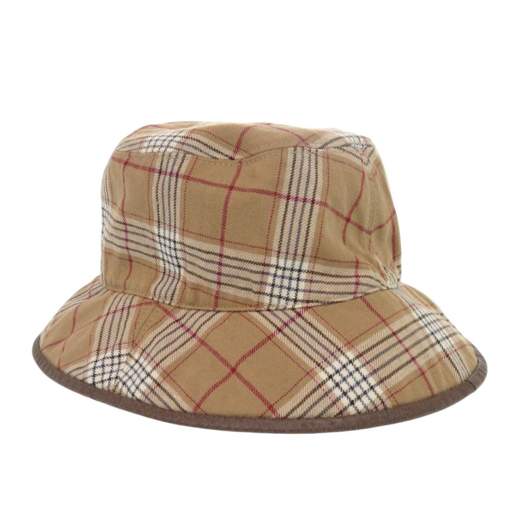 美品 グッチ リバーシブル バケットハット チェック柄 GGスプリーム ブラウン 帽子 0809【中古】GUCCI