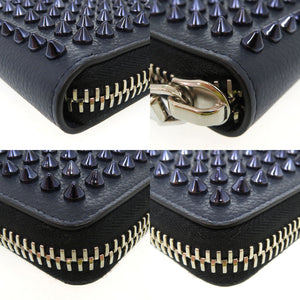 新品同様 クリスチャンルブタン パネトーネ ラウンドファスナー ウォレット 長財布 レザー ネイビー 0813【中古】Christian Louboutin