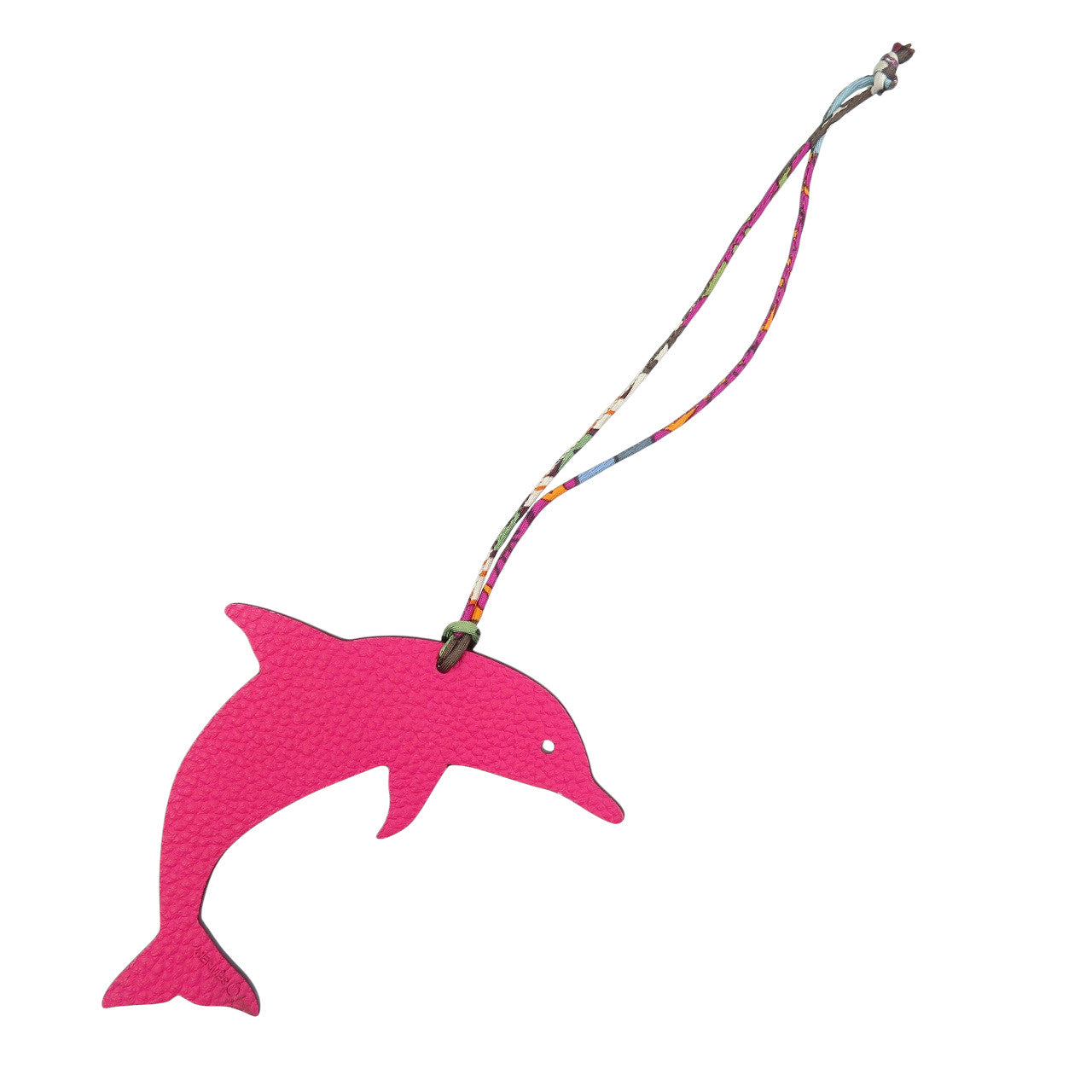 新品同様 エルメス プティアッシュ ドルフィン イルカ ヴォーエプソン ブラウン ピンク バッグチャーム 0816【中古】HERMES