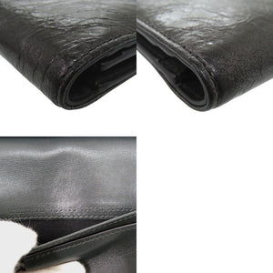 美品 バレンシアガ モナコ バーティカルウォレット アンティーク調シルバー BB ロゴ メタル MONACO 長財布 レザー ダークグレー 0825【中古】BALENCIAGA