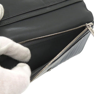 美品 バレンシアガ モナコ バーティカルウォレット アンティーク調シルバー BB ロゴ メタル MONACO 長財布 レザー ダークグレー 0825【中古】BALENCIAGA