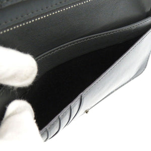 美品 バレンシアガ モナコ バーティカルウォレット アンティーク調シルバー BB ロゴ メタル MONACO 長財布 レザー ダークグレー 0825【中古】BALENCIAGA