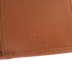 未使用品 グッチ バンブー ミディアム 658633 レザー ブラウン 三つ折り財布 茶 0828【中古】GUCCI