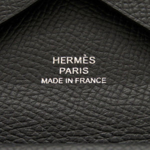 美品 エルメス カルヴィデュオ ヴォーエプソン ノワール B刻印(2023年製) カードケース 黒 0833【中古】HERMES