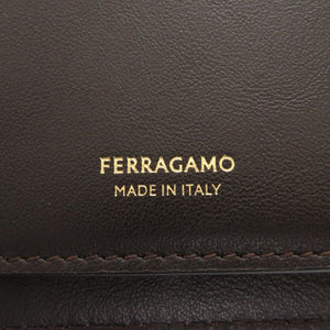 新品同様 サルヴァトーレフェラガモ ガンチーニ カーフ ブラウン 長財布 茶 0839【中古】Salvatore Ferragamo