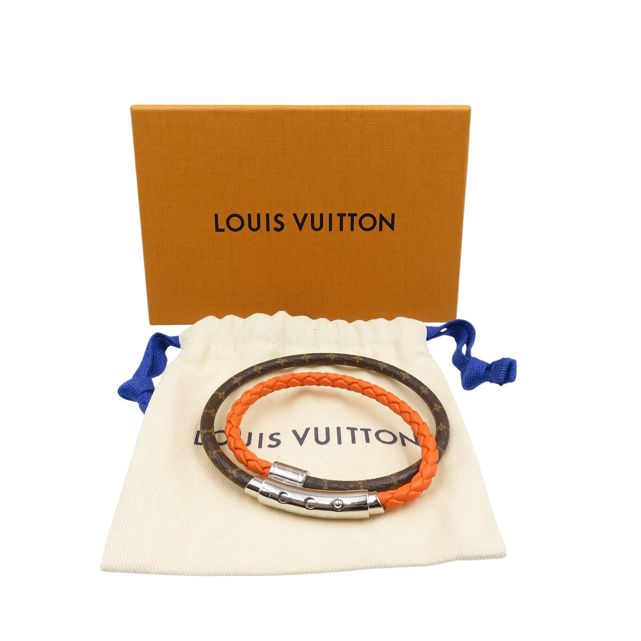 新品同様 ルイヴィトン モノグラム ダブルスピン M1070 モノグラムキャンバス メタル ブラウン オレンジ ブレスレット 0849【中古】LOUIS VUITTON
