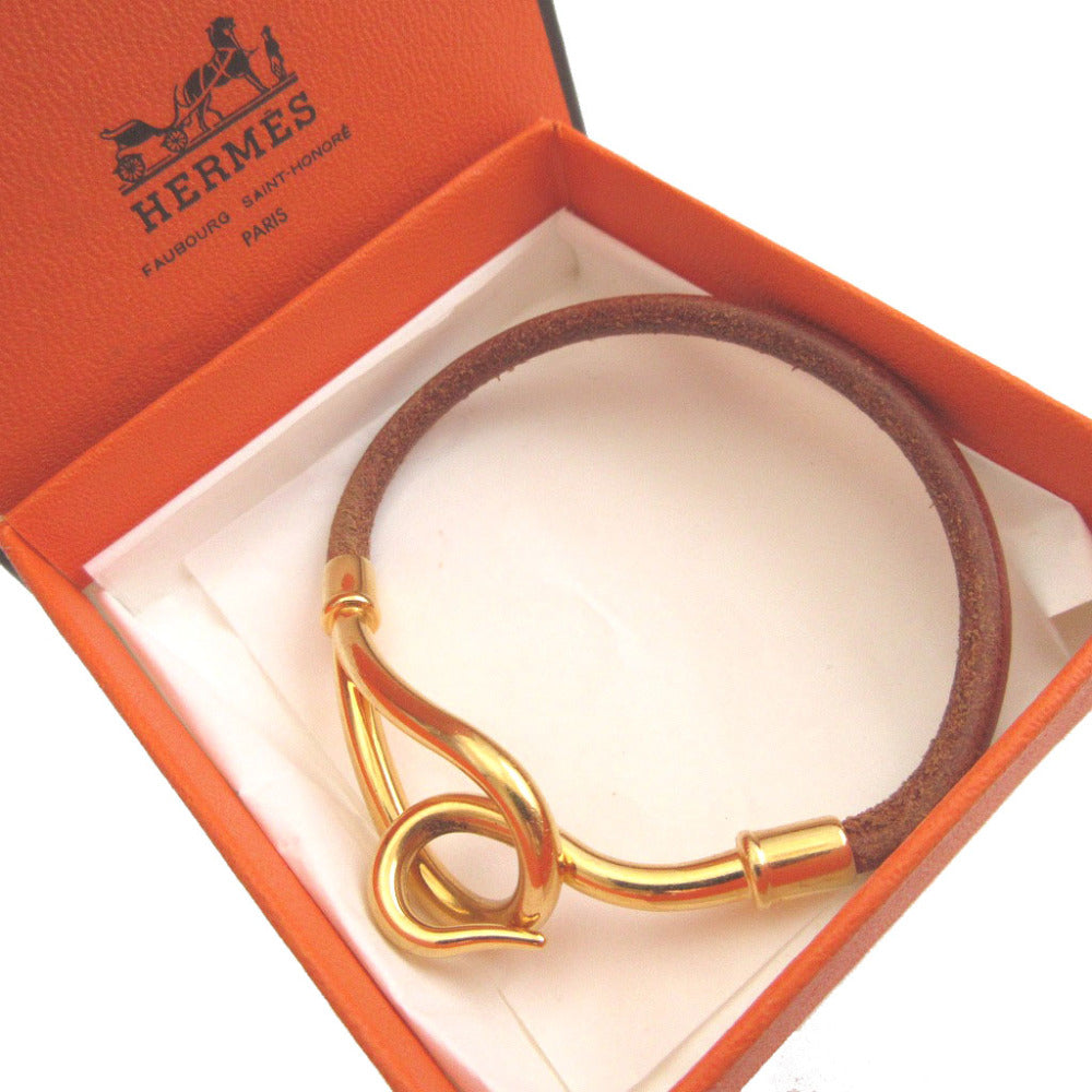 エルメス ジャンボブレス レザー メタル ブラウン 茶 ブレスレット 0865【中古】HERMES