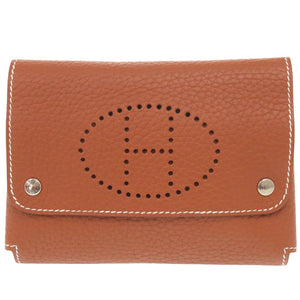 美品 エルメス エテュイカルトGM エヴリン トリヨンクレマンス ゴールド □I刻印(2005年製) シルバー金具 トランプケース 0869【中古】HERMES