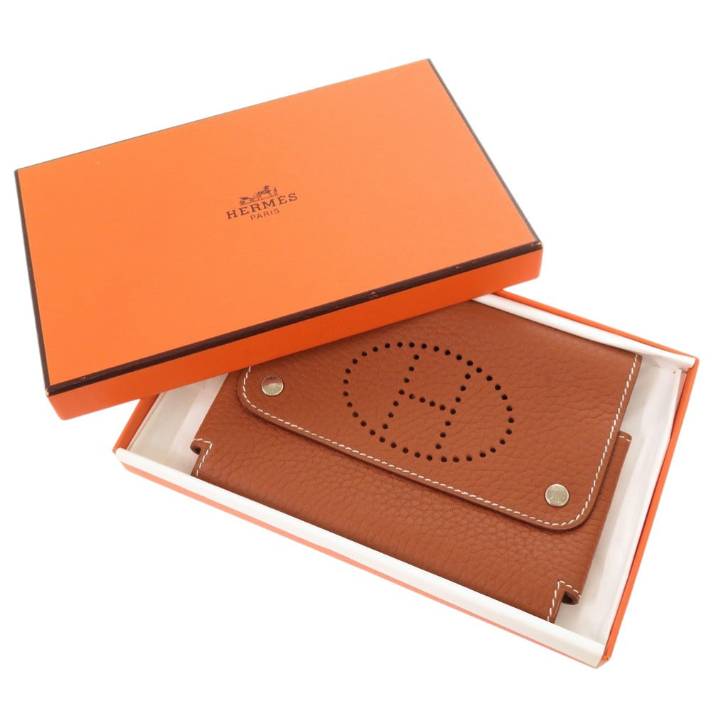 美品 エルメス エテュイカルトGM エヴリン トリヨンクレマンス ゴールド □I刻印(2005年製) シルバー金具 トランプケース 0869【中古】HERMES