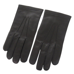新品同様 エルメス レザー シルク ブラック サイズ8 手袋 グローブ 黒 0870【中古】HERMES メンズ