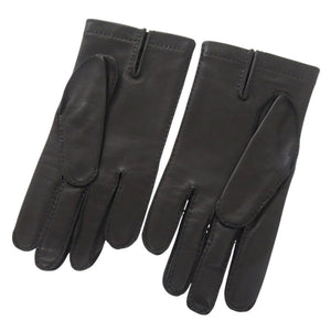 新品同様 エルメス レザー シルク ブラック サイズ8 手袋 グローブ 黒 0870【中古】HERMES メンズ