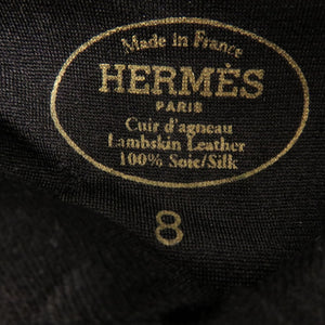 新品同様 エルメス レザー シルク ブラック サイズ8 手袋 グローブ 黒 0870【中古】HERMES メンズ