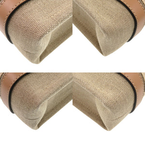 未使用 クロエ WOODY スモールトートバッグ  レザー/リネンキャンバス ホワイト ベージュ 2wayハンドバッグ 0896【中古】Chloe