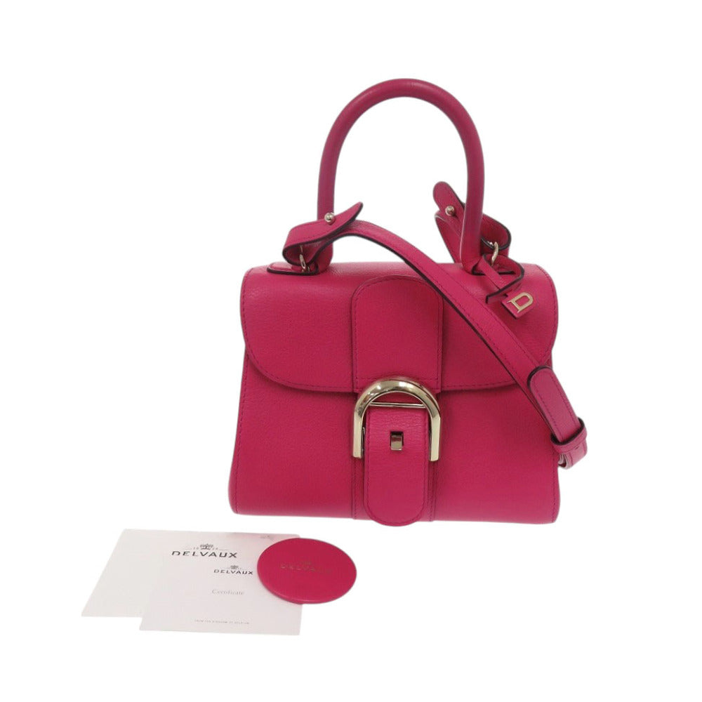 美品 デルボー ブリヨン ミニ レザー ピンク 2wayハンドバッグ デルヴォー 0946【中古】DELVAUX