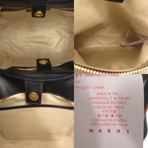 美品 マルニ 2WAY バルーン レザー ブラック ショルダーバッグ 黒 0960【中古】MARNI