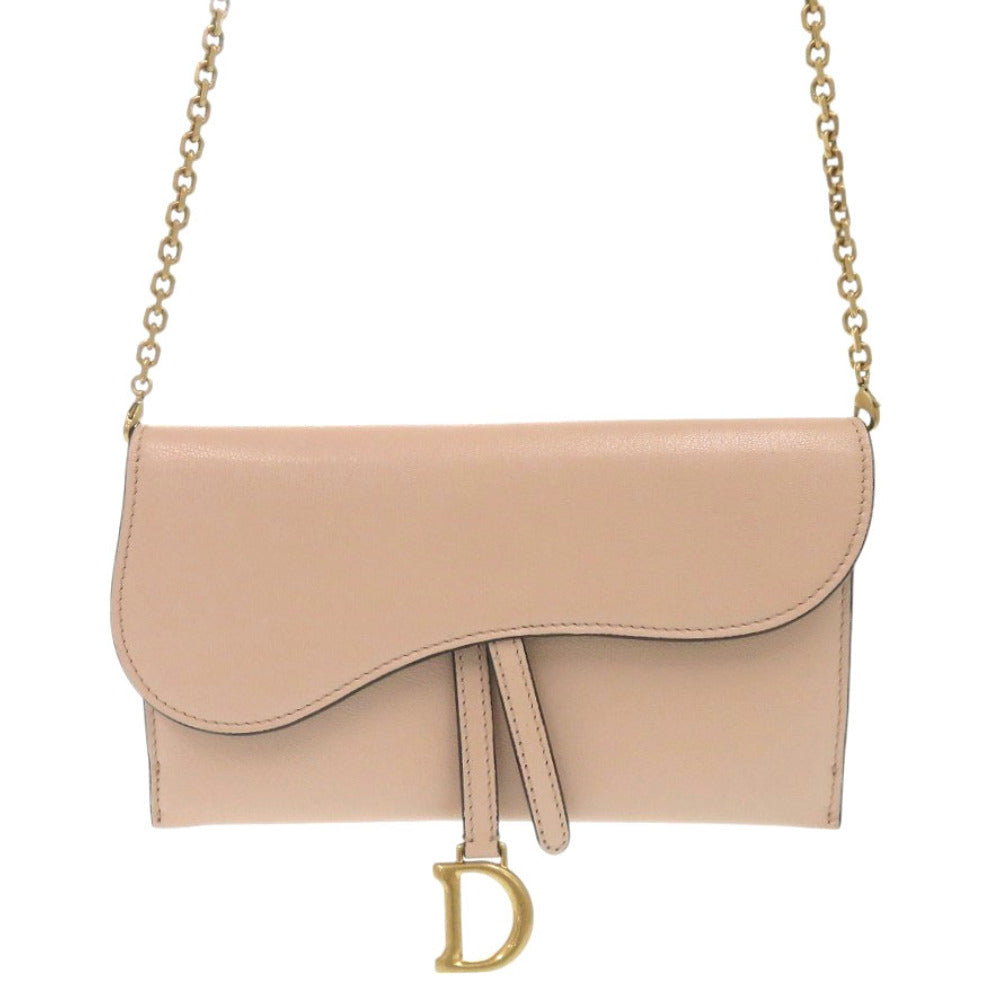 ディオール サドル チェーンウォレット S5614CCEH ゴートスキン ベージュ 長財布 0972【中古】Dior