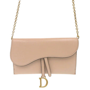 ディオール サドル チェーンウォレット S5614CCEH ゴートスキン ベージュ 長財布 0972【中古】Dior