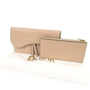 ディオール サドル チェーンウォレット S5614CCEH ゴートスキン ベージュ 長財布 0972【中古】Dior