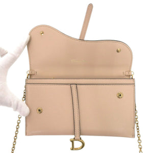 ディオール サドル チェーンウォレット S5614CCEH ゴートスキン ベージュ 長財布 0972【中古】Dior