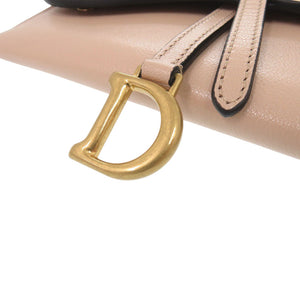 ディオール サドル チェーンウォレット S5614CCEH ゴートスキン ベージュ 長財布 0972【中古】Dior
