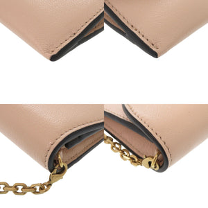 ディオール サドル チェーンウォレット S5614CCEH ゴートスキン ベージュ 長財布 0972【中古】Dior