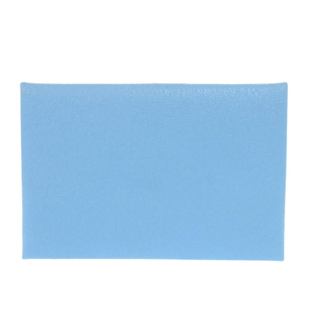 新品同様 エルメス カルヴィ シェーブル ブルーアズティック キャラメル Y刻印(2020年製) カードケース 水色 0978【中古】HERMES