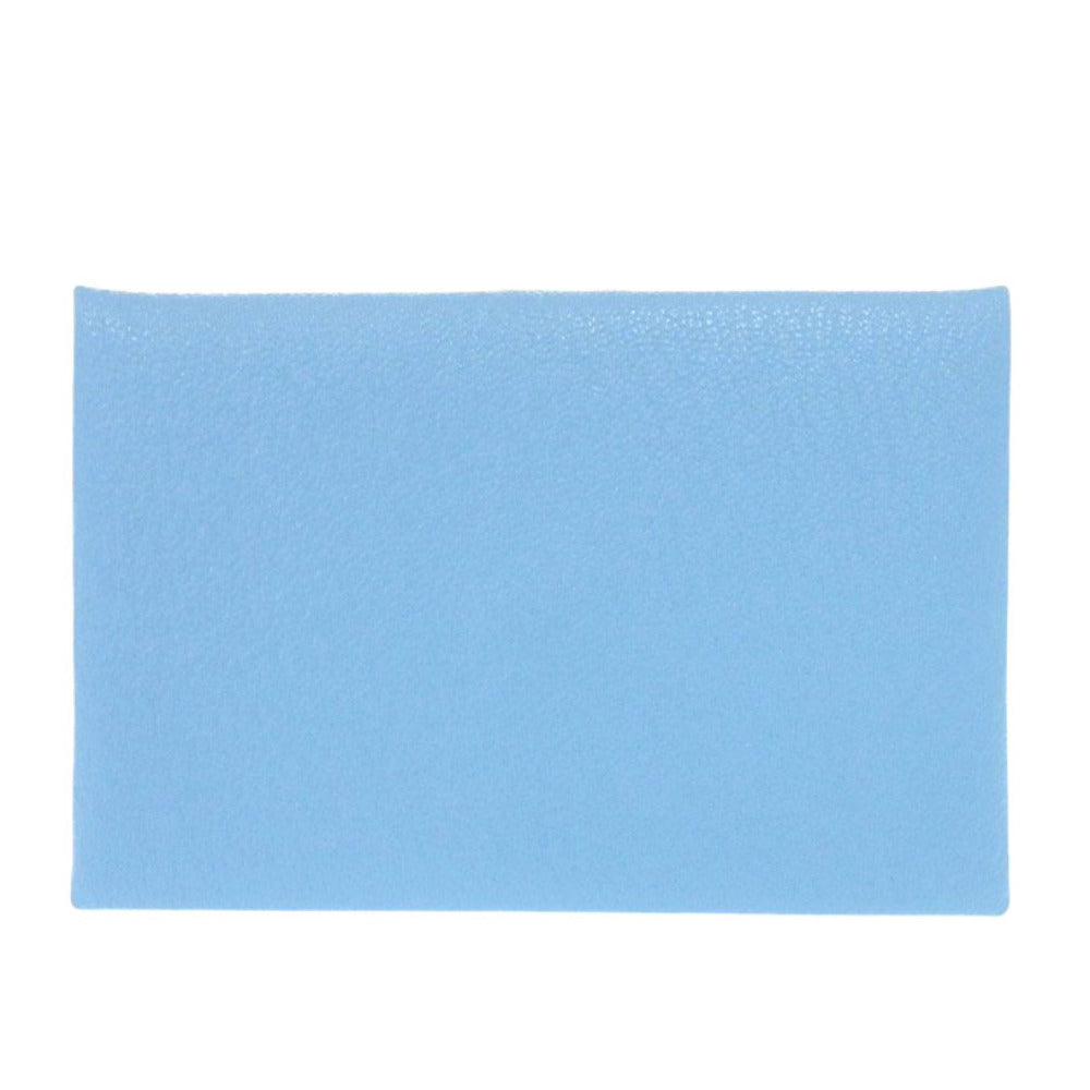 新品同様 エルメス カルヴィ シェーブル ブルーアズティック キャラメル Y刻印(2020年製) カードケース 水色 0978【中古】HERMES