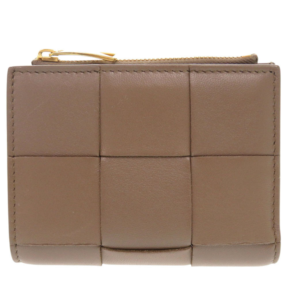 新品同様 ボッテガヴェネタ カセット マキシイントレチャート 742698 レザー トープグレー 二つ折り財布 0984【中古】BOTTEGAVENETA