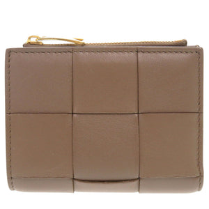 新品同様 ボッテガヴェネタ カセット マキシイントレチャート 742698 レザー トープグレー 二つ折り財布 0984【中古】BOTTEGAVENETA