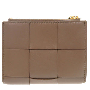 新品同様 ボッテガヴェネタ カセット マキシイントレチャート 742698 レザー トープグレー 二つ折り財布 0984【中古】BOTTEGAVENETA