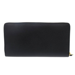 新品同様 グッチ ラウンドファスナー GGマーモント 456117 レザー ブラック 長財布 黒 1001【中古】GUCCI