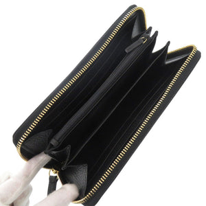 新品同様 グッチ ラウンドファスナー GGマーモント 456117 レザー ブラック 長財布 黒 1001【中古】GUCCI