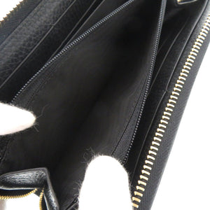 新品同様 グッチ ラウンドファスナー GGマーモント 456117 レザー ブラック 長財布 黒 1001【中古】GUCCI