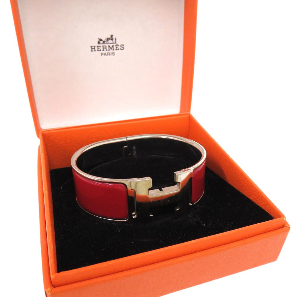 美品 エルメス Hモチーフ クリッククラック ブレスレット メタル エナメル レッド E刻印 1009【中古】HERMES