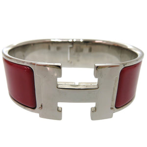 美品 エルメス Hモチーフ クリッククラック ブレスレット メタル エナメル レッド E刻印 1009【中古】HERMES