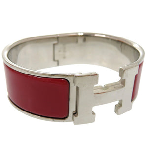 美品 エルメス Hモチーフ クリッククラック ブレスレット メタル エナメル レッド E刻印 1009【中古】HERMES
