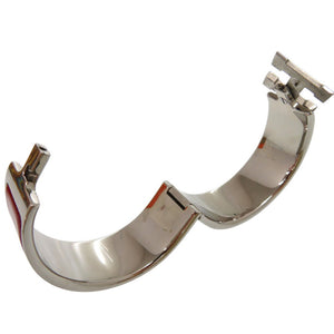 美品 エルメス Hモチーフ クリッククラック ブレスレット メタル エナメル レッド E刻印 1009【中古】HERMES