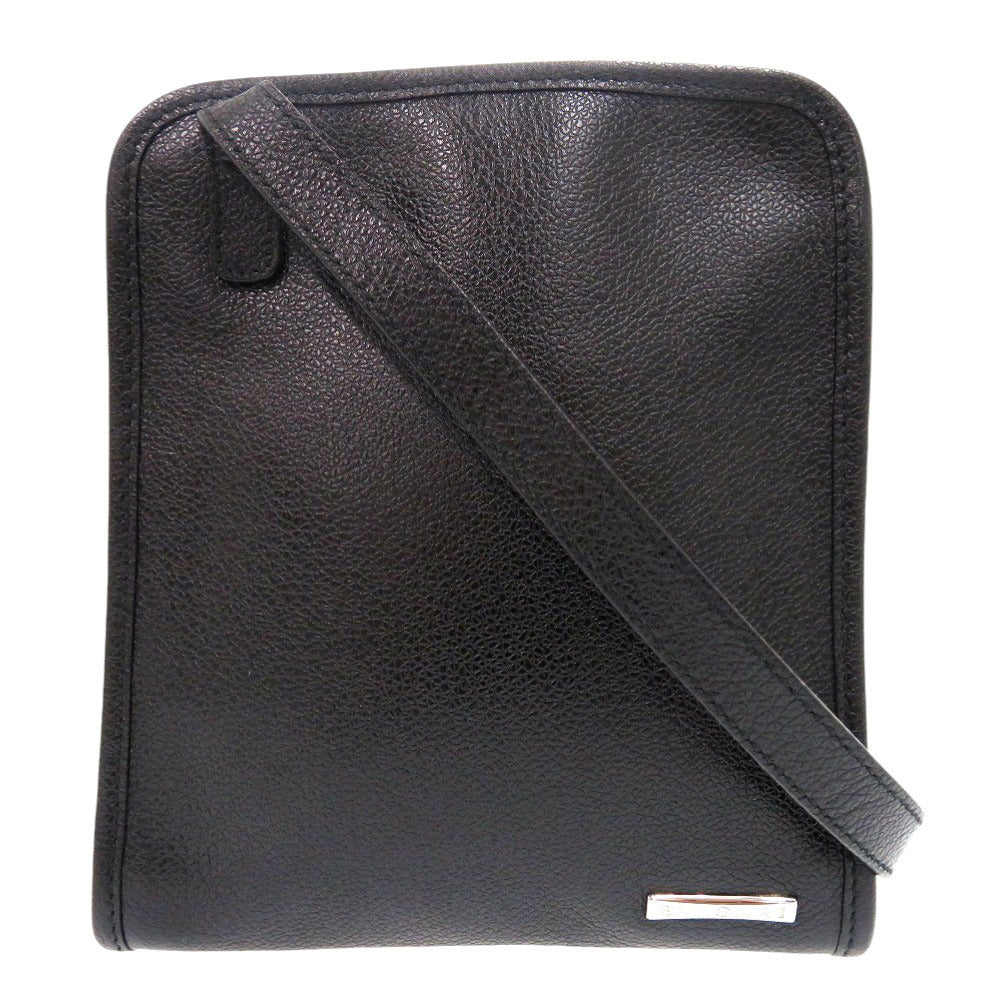 美品 ブルガリ ロゴ金具 レザー ブラック ショルダーバッグ 黒 1030【中古】BVLGARI