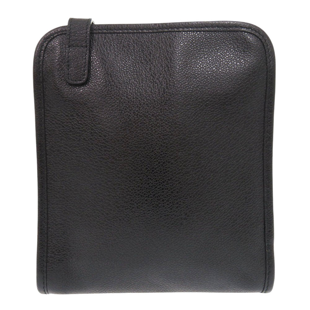 美品 ブルガリ ロゴ金具 レザー ブラック ショルダーバッグ 黒 1030【中古】BVLGARI