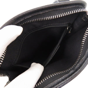 美品 ブルガリ ロゴ金具 レザー ブラック ショルダーバッグ 黒 1030【中古】BVLGARI