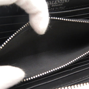 新品同様 ヴァレンティノ ガラヴァーニ ラウンドファスナー VLTN ロゴ XY2P0570 レザー ブラック 長財布 黒 1031【中古】Valentino Garavani