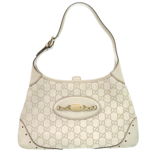 グッチ ワンショルダー グッチシマ 145778 レザー アイボリー ゴールド金具 白 ハンドバッグ 1038【中古】GUCCI