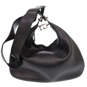 美品 グッチ 001 3315 レザー ブラック ショルダーバッグ 黒 1075【中古】GUCCI