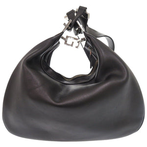 美品 グッチ 001 3315 レザー ブラック ショルダーバッグ 黒 1075【中古】GUCCI