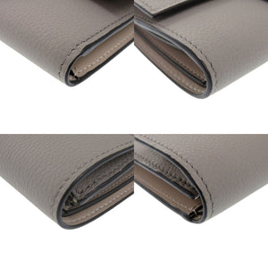 新品同様 ロエベ スモール バーティカル ウォレット C660S86X01 レザー パールグレー ライトペールグリーン 三つ折り財布 1085【中古】LOEWE