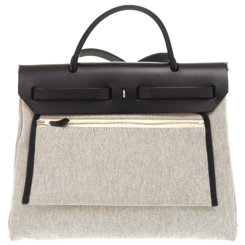 新品同様 エルメス エールバッグジップ 31 PM ペガサスポップ トワルアッシュ ヴァッシュハンター ブルーインディゴ ブラック 2WAY ハンドバッグ 1087 【中古】 HERMES