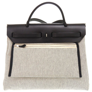 新品同様 エルメス エールバッグジップ 31 PM ペガサスポップ トワルアッシュ ヴァッシュハンター ブルーインディゴ ブラック 2WAY ハンドバッグ 1087 【中古】 HERMES