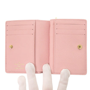 美品 ルイ ヴィトン ポルトフォイユ クレア モノグラムアンプラント M81529 ICチップ ライトピンク イエロー 二つ折り財布 LV 1093【中古】LOUIS VUITTON