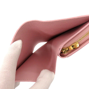 美品 ルイ ヴィトン ポルトフォイユ クレア モノグラムアンプラント M81529 ICチップ ライトピンク イエロー 二つ折り財布 LV 1093【中古】LOUIS VUITTON